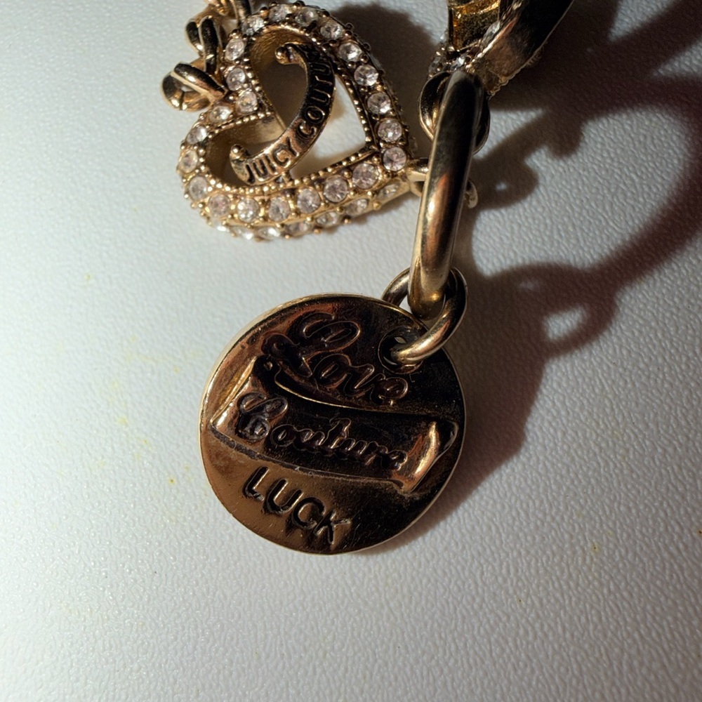Y2K Lady Luck Juicy Couture Gold Tone Necklace Charm Horseshoe Horse Race 🏇 Vtg - Picture 3 of 8